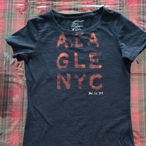 American Eagle Outfitters Navy Tee with Orange Print